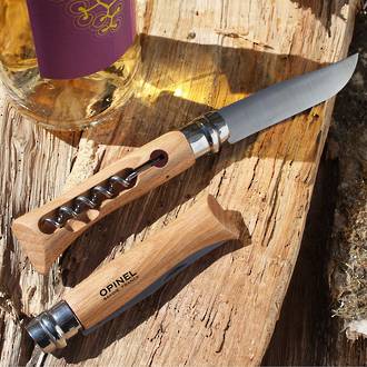 Opinel No. 10 Corkscrew Knife Stainless Steel Pocket Knife, Beechwood - OP014109