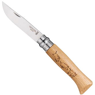 Opinel No. 8 Boar Pocket Knife with Oak Handle, Stainless Steel - OP01624