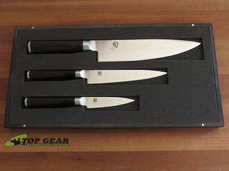Shun Classic 3 Piece Starter Knife Set with Pakka Wood Handle - DMS-0300
