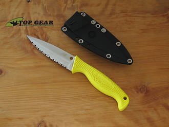 Spyderco Fishhunter Salt Fixed Blade Knife, H-1 Stainless Steel, Serrated, Yellow FRN - FB40SYL