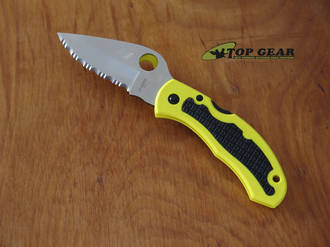 Spyderco Snap-IT Salt Folding Knife, H1 Stainless Steel, Serrated Edge, Yellow FRN Handle - C26SYL