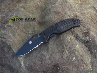 Spyderco Tenacious Lightweight Pocket Knife, Black FRN Handle, Black Oxide Coating, Combo Edge - C122PSBBK