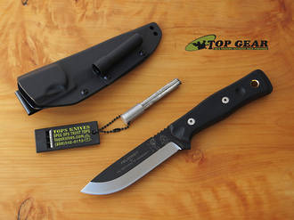 Tops B.O.B. Brothers of Bushcraft Survival Knife with Black Handle - BROS-BLK-G10