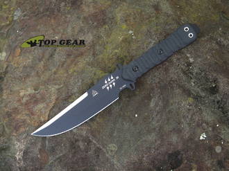 Tops Zero Dark 30 Tactical Fixed Blade Knife, 1095 High Carbon Steel, Black Linen Micarta Handle - 02288