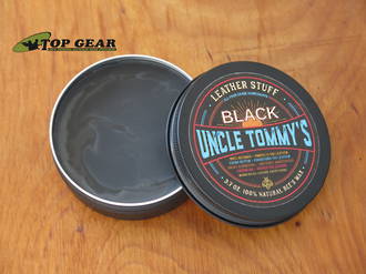 Uncle Tommy's Black Leather Stuff, 3.7 oz, Natural Bee's Wax, Black - 004B
