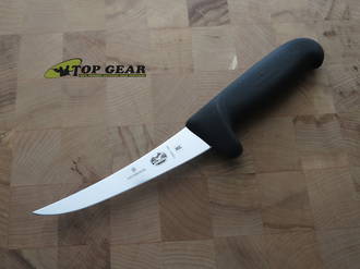 Victorinox Curved Boning Knife with Safety Grip, 12 cm, Stiff Blade, Black Fibrox Handle - 5.6603.12M