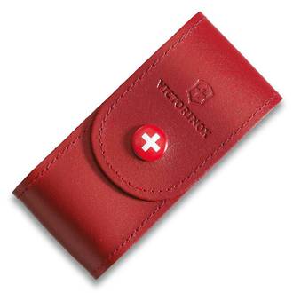 Victorinox Red Leather Pouch with Push-Button, Red, Size Extra Large (5 - 9 Layers) - 4.0521.1
