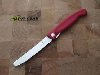 Victorinox Swiss Classic Foldable Paring Knife with Serrated Edge, Red Polypropylene Handle - 6.7831.FB