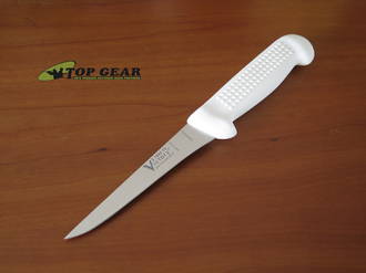 Victory Butcher's 6" Straight Boning Knife, White Polypropylene Handle - 2/7002/13/115W