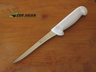 Victory Knives Butcher's 6" Straight Superflex Narrow Boning Knife, White PP Handle, 15 cm 5/7000/15/115