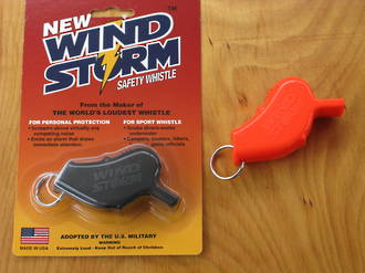 All Weather Wind Storm Safety Whistle - AW5BK Black or AW5OR Orange