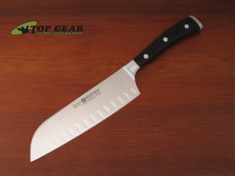 Wusthof Ikon Santoku Knife with Hollow Edge, African Blackwood - 4976/17cm