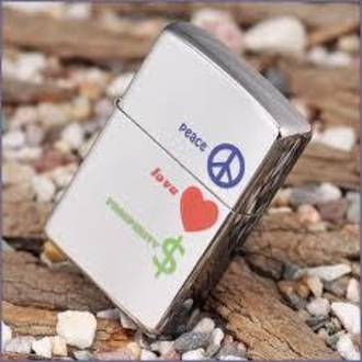 Zippo Peace Love & Prosperity Windproof Lighter, High Polished Chrome - 24714