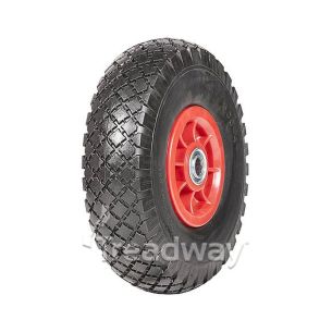 Wheel 300-4" Plastic Red 3/4" FB Rim 300-4 Solid PU Tyre W108