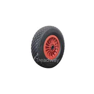 Wheel 400-8" Plastic Red 1" L Bush Rim 400-8 Solid PU Tyre W108