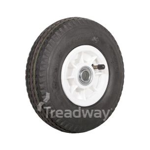 Wheel 4" Plastic Narrow White 3/4" FB Rim 280/250-4 4ply Sawtooth Tyre W105