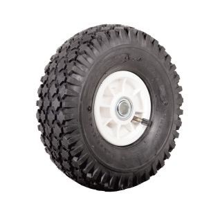 Wheel 4" Plastic Narrow White 3/4" FB Rim 410/350-4 4ply Diamond Tyre W108 Deeston