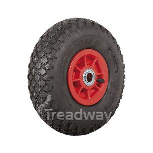 Wheel 4" Plastic Red 3/4" FB Rim 300-4 4ply Diamond Tyre W108 Deestone
