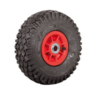 Wheel 4" Plastic Red 3/4" FB Rim 410/350-4 4ply Diamond Tyre W108 Deestone
