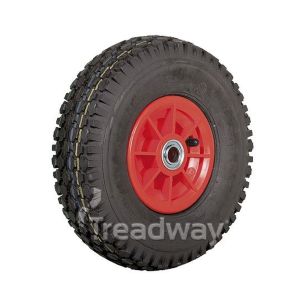 Wheel 5" Plastic Red 3/4" FB Rim 410/350-5 4ply Diamond Tyre W108