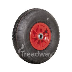 Wheel 6" Plastic Red 3/4" FB Rim 400-6 4ply Barrow Tyre W110 Deestone