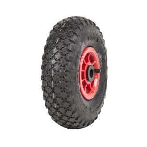 Wheel 4" Plastic Red 3/4" Bush Rim 300-4 4ply Diamond Tyre W108 Deestone
