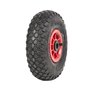 Wheel 4" Plastic Red 20mm Bush Rim 300-4 4ply Diamond Tyre W108 Deestone