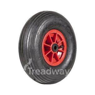 Wheel 6" Plastic Red 3/4" Bush Rim 400-6 4ply Rib Tyre W104 Deestone