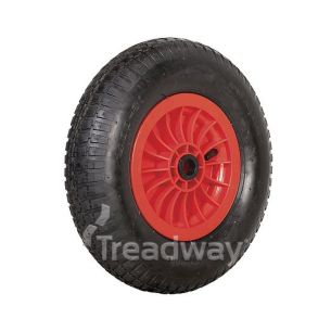 Wheel 2.50-8" Plastic Red 1" Bush Rim 480/400-8 4ply Barrow Tyre W110 Deestone