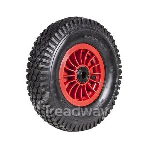 Wheel 2.50-8" Plastic Red 2"x1" Bush Rim 480/400-8 4ply Diamond Tyre W108