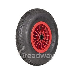 Wheel 2.50-8" Plastic Red 1" Bush Rim 480/400-8 4ply Turf Tyre W130 Deestone