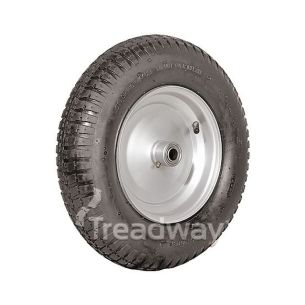 Wheel 8" Silver 3/4" FB Rim 480/400-8 4ply Barrow Tyre W110 Deestone