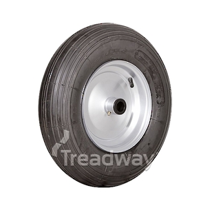 Wheel 8'' Silver 3/4" FB Rim 480/400-8 2ply Rib Tyre W104