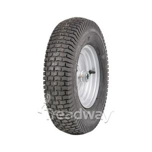 Wheel 8" Silver 35mm x 3/4" FB Rim 480/400-8 4ply Turf Tyre W130 Deestone