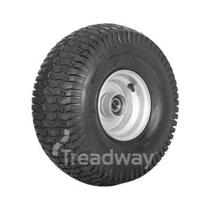 Wheel 4.50-6" Silver 25mm BB Rim 15x600-6 4ply Turf Tyre W130 Deestone
