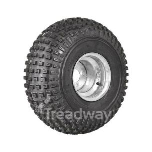 Wheel 9.00-9" Galv 4x4" PCD 3+6 Offset Rim 25x12-9 4ply Knobby Tyre W136