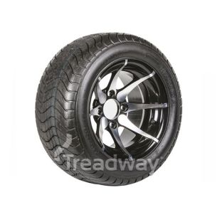 Wheel 12x7" Alloy Skimax Black 4x4" PCD Rim 215/40-12 4ply Road Tyre W152
