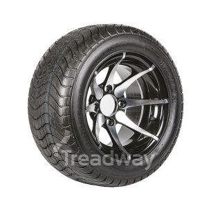 Wheel 12x7" Alloy Skimax Black 4x4" PCD Rim 215/50-12 4ply Road Tyre W152 78N
