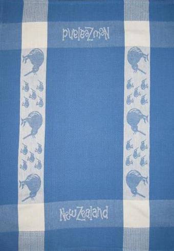"Kiwi" tea towel Blue/White. CODE: S780/BLU.