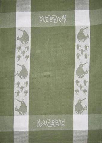 "Kiwi" tea towel Green/White. CODE: S780/GRN.