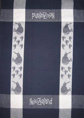 "Kiwi" tea towel Navy/White. CODE: S780/NAV.
