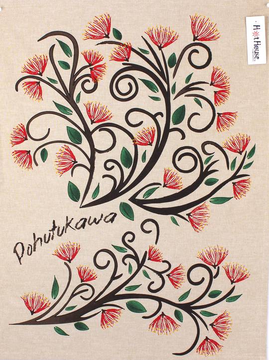 Pohutukawa Linen Tea Towel. Code: TT-POH/LIN