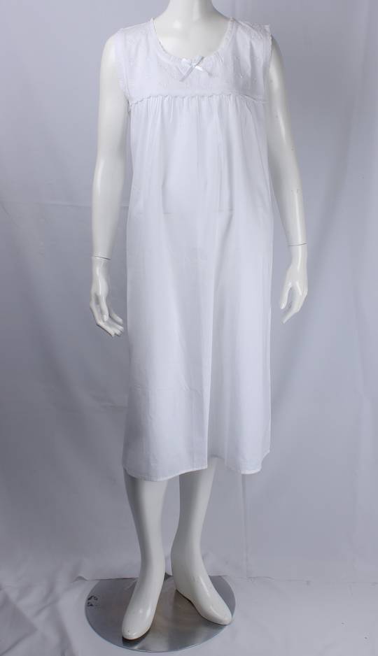 Alice & Lily S/S summer cotton nightie w  lace trim, embroidered yoke L only white STYLE :AL/ND-487