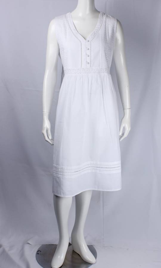 Alice & Lily sleeveless nightie w hemstitched laced buttoned bodice S,M,L,XL white  STYLE :AL/ND-489