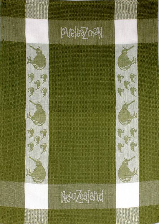 "Kiwi" tea towel Green/White. CODE: S780/GRN