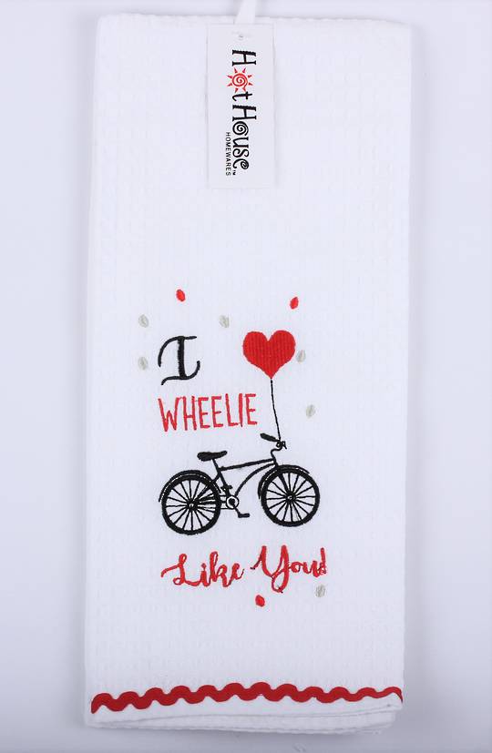 Kitchen Hand Towels, I Wheelie Like You Cute Dog riding a pink