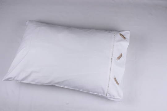 Feather Gold 100% cotton pillowcase pairs. Alice & Lily brand. Code: EPC-FEA/GOL.