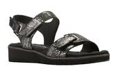Walking Cradle Halle Black and Sliver print Sandal in a W and WW Width
