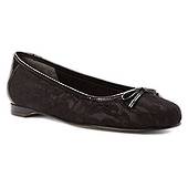 Rose Petal Nissa Black Flat Dress Shoe in a W and WW Width