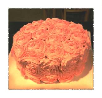 Rosette raspberry buttercream cake